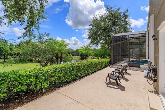 4216 Fawn Meadows Cir, Clermont, FL 34711 - view of patio featuring an outdoor pool and a lanai