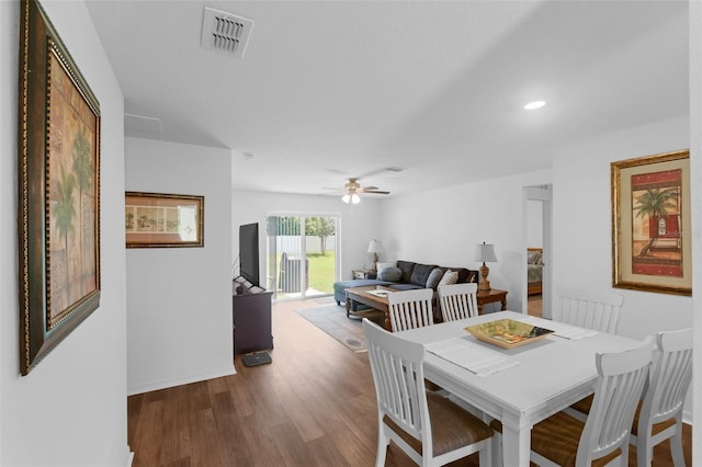 69 Pin Oak Dr, Palm Coast, FL 32164 - dining space featuring wood finished floors, ceiling fan, and recessed lighting