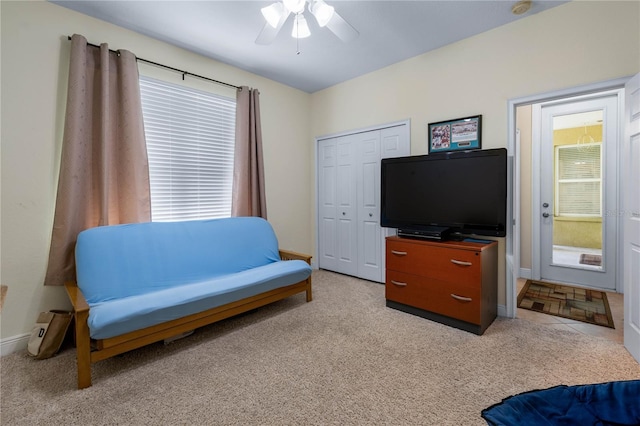 859 Leather Fern Ln, Mims, FL 32754 - sitting room with light colored carpet and ceiling fan