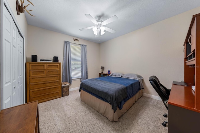 859 Leather Fern Ln, Mims, FL 32754 - bedroom with carpet floors, a desk, a closet, and ceiling fan