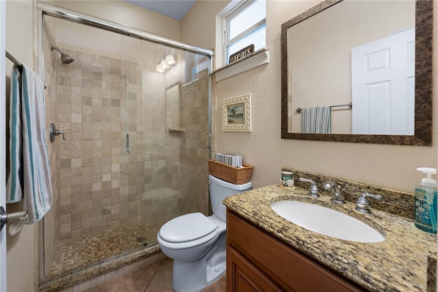 859 Leather Fern Ln, Mims, FL 32754 - bathroom with vanity, a shower stall, and tile patterned floors