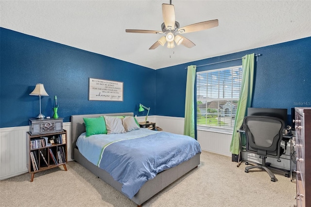 4323 Kezar Ct, Belle Isle, FL 32812 - bedroom featuring carpet flooring, wainscoting, an office area, and a ceiling fan