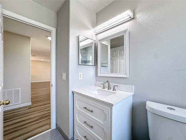229 Largovista Dr, Oakland, FL 34787 - half bath featuring wood finished floors, vanity, and a textured ceiling