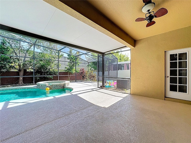 229 Largovista Dr, Oakland, FL 34787 - view of pool featuring a pool with connected hot tub, a patio, and glass enclosure