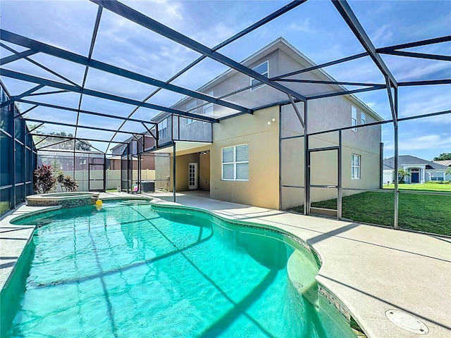 229 Largovista Dr, Oakland, FL 34787 - view of pool with a patio, a pool with connected hot tub, and glass enclosure
