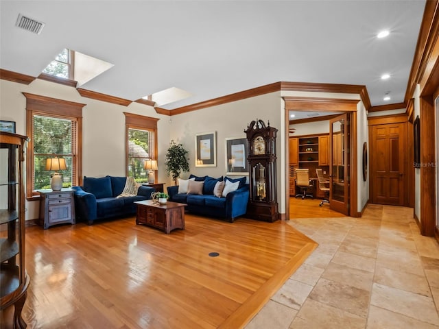 9045 Mossy Oak Ln, Clermont, FL 34711 - living room featuring crown molding, recessed lighting, and a desk