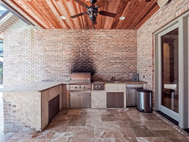 9045 Mossy Oak Ln, Clermont, FL 34711 - view of patio with area for grilling and a ceiling fan