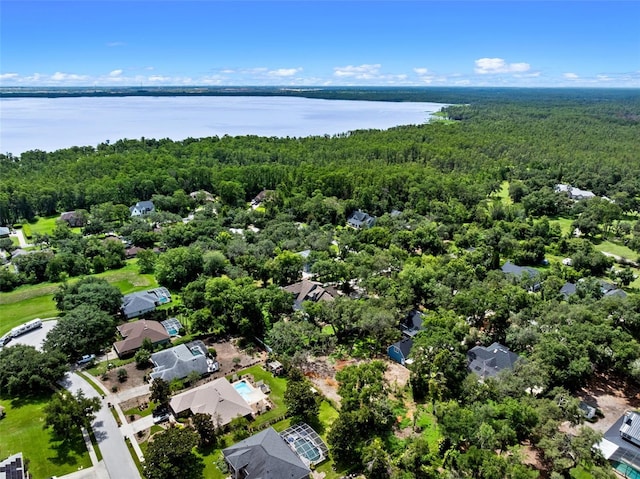 9045 Mossy Oak Ln, Clermont, FL 34711 - bird's eye view of a heavily wooded area and a nearby body of water