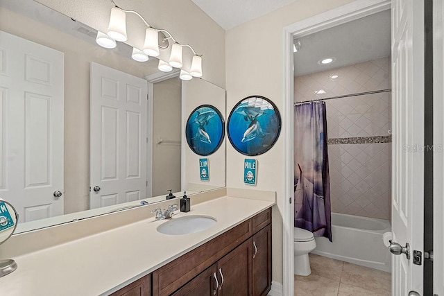 14897 Ellingsworth Ln, Winter Garden, FL 34787 - full bathroom featuring vanity, shower / bath combination with curtain, and tile patterned flooring