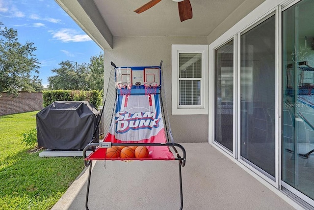 14897 Ellingsworth Ln, Winter Garden, FL 34787 - view of patio featuring a grill and ceiling fan