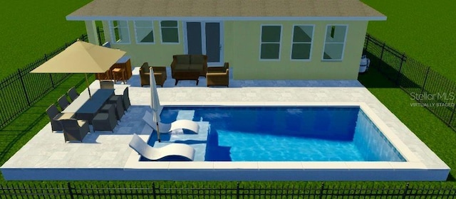 13542 Gorgona Isle Dr, Windermere, FL 34786 - view of swimming pool with a fenced backyard, a patio, and an outdoor hangout area