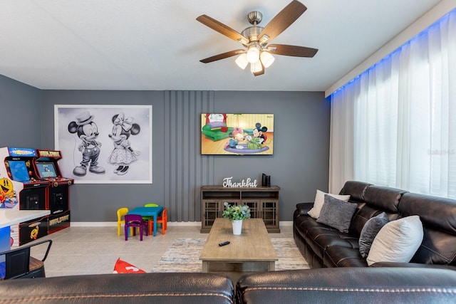 1030 Plantation Ln, Davenport, FL 33896 - living area with ceiling fan and tile patterned flooring