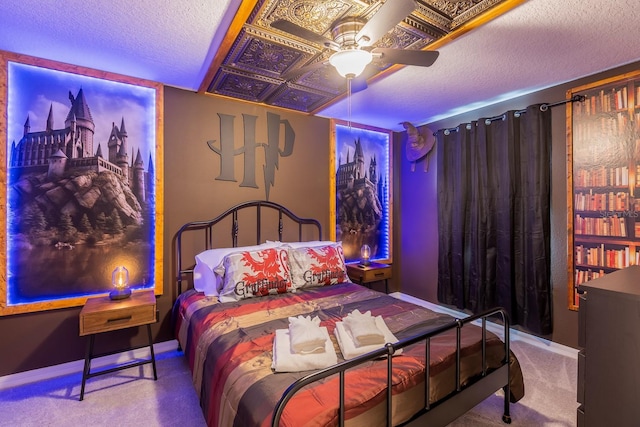 1030 Plantation Ln, Davenport, FL 33896 - carpeted bedroom with a textured ceiling and ceiling fan