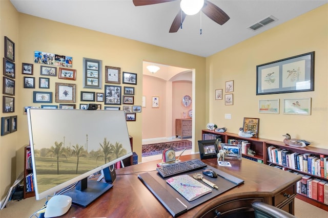 1758 Boat Launch Rd, Kissimmee, FL 34746 - home office featuring arched walkways and ceiling fan