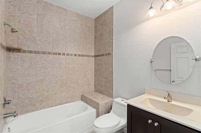 1218 Vienna Square Dr, Winter Haven, FL 33884 - full bath featuring vanity, bathing tub / shower combination, and a textured wall