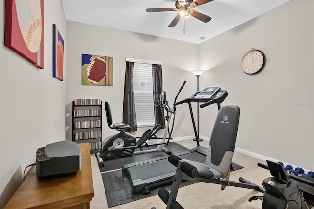 1414 Marsh Meadow Ln, Davenport, FL 33896 - workout room with a ceiling fan and baseboards