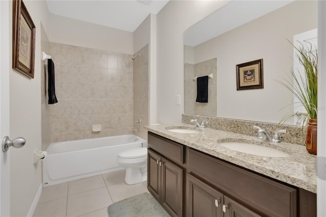 1414 Marsh Meadow Ln, Davenport, FL 33896 - bathroom with double vanity, tile patterned flooring, and shower / bathtub combination