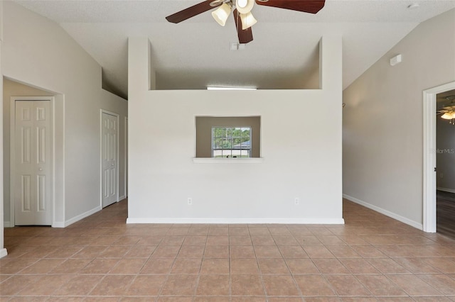 1742 Van Allen Cir, Deltona, FL 32738 - unfurnished room featuring a ceiling fan, tile patterned flooring, and high vaulted ceiling