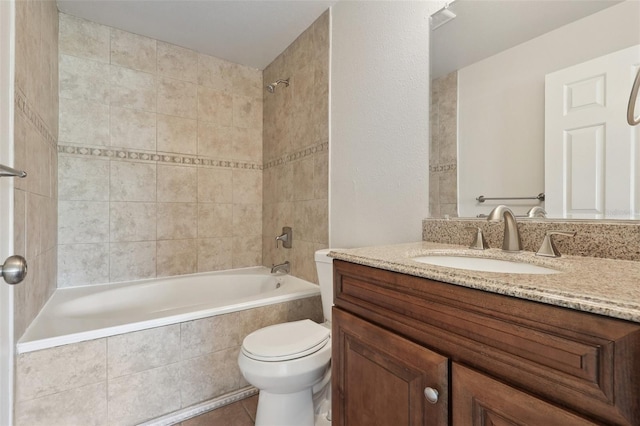 1742 Van Allen Cir, Deltona, FL 32738 - bathroom with vanity, tiled shower / bath combo, and tile patterned floors