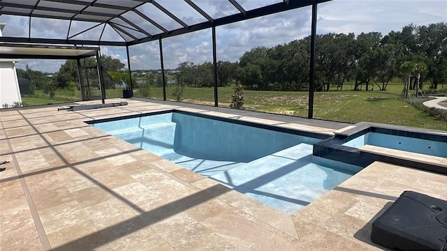 16071 Barkly Ridge Ct, Winter Garden, FL 34787 - view of pool featuring a pool with connected hot tub, a yard, a patio area, and a lanai
