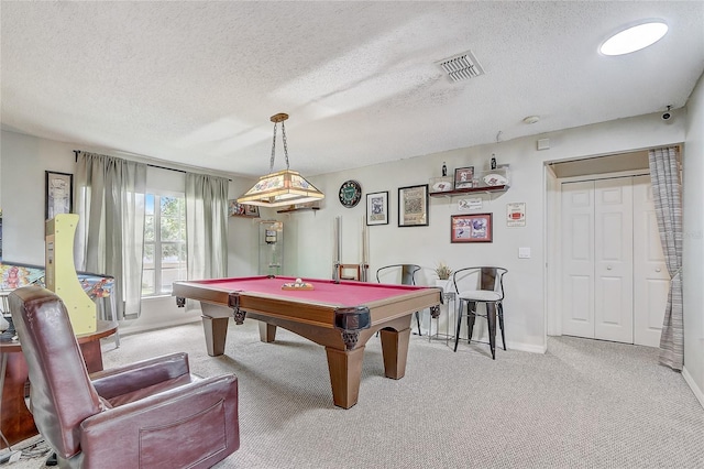 569 Yearling Cove Loop, Apopka, FL 32703 - recreation room with light carpet, pool table, and a textured ceiling