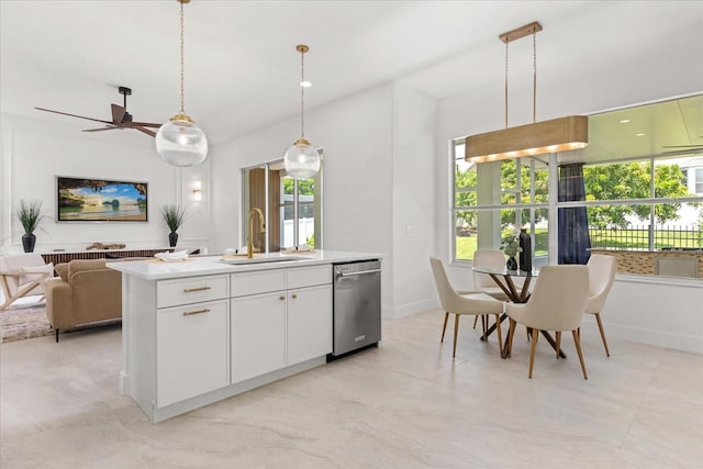 619 Largovista Dr, Oakland, FL 34787 - kitchen with dishwasher, plenty of natural light, a ceiling fan, and open floor plan