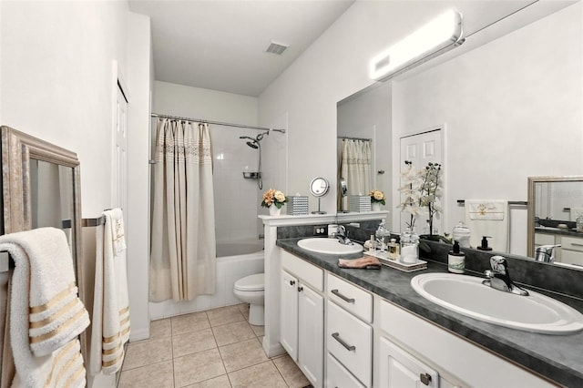 14241 Confetti Dr, Windermere, FL 34786 - full bathroom with shower / bath combination with curtain, tile patterned flooring, and double vanity