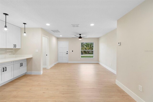 5310 Pineview Way, Apopka, FL 32703 - unfurnished living room featuring a ceiling fan, light wood-style flooring, and recessed lighting