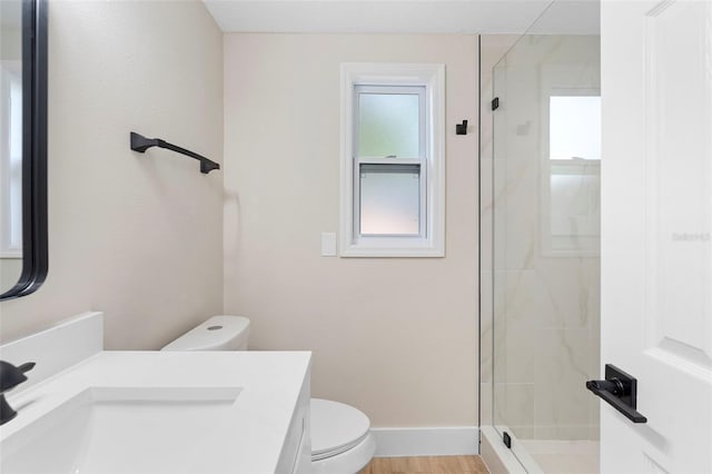 5310 Pineview Way, Apopka, FL 32703 - bathroom featuring vanity, a shower stall, and wood finished floors