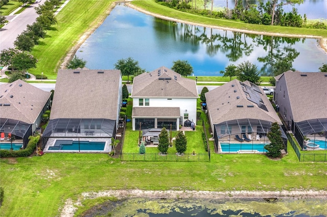 9518 Bolero Rd, Winter Garden, FL 34787 - aerial perspective of suburban area featuring a pool area and a nearby body of water