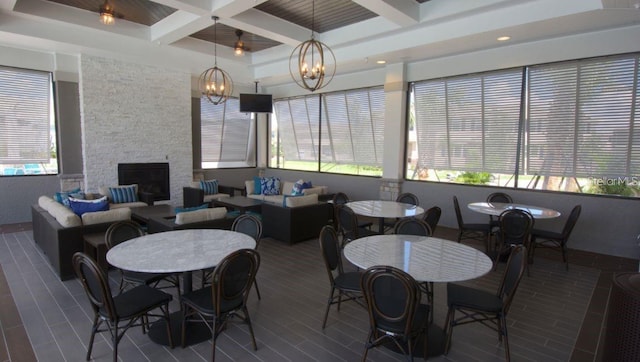 9518 Bolero Rd, Winter Garden, FL 34787 - sunroom / solarium featuring beamed ceiling and coffered ceiling