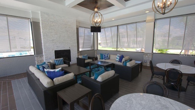 9518 Bolero Rd, Winter Garden, FL 34787 - sunroom / solarium with a chandelier and beam ceiling