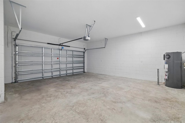 1198 Happy Forest Loop, Deland, FL 32720 - garage with electric water heater, a garage door opener, and concrete block wall