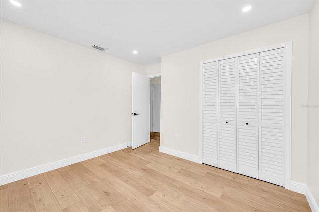 13412 NW 5th Ct, Plantation, FL 33325 - unfurnished bedroom featuring recessed lighting, light wood finished floors, and a closet