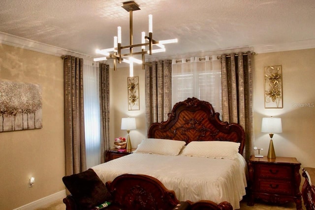 2851 Swoop Cir, Kissimmee, FL 34741 - bedroom featuring a chandelier, crown molding, and a textured ceiling