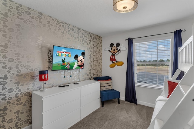 9005 Stinger Dr, Davenport, FL 33896 - bedroom with wallpapered walls and carpet floors