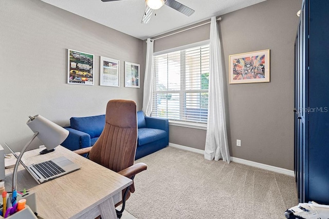 1210 Woods Landing Dr, Minneola, FL 34715 - office with ceiling fan and carpet