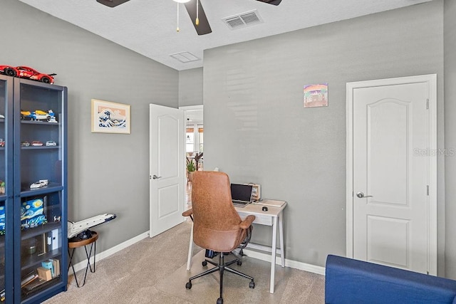 1210 Woods Landing Dr, Minneola, FL 34715 - office area featuring a ceiling fan and light colored carpet