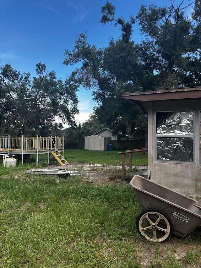 10004 Vaughn St, Gibsonton, FL 33534 - view of yard featuring a storage unit