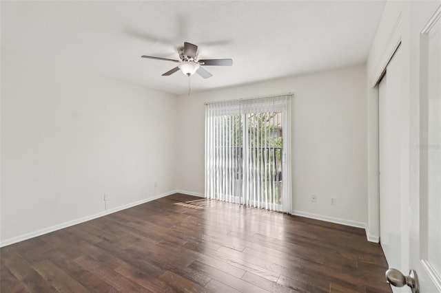 2200 S Palmetto Ave Unit B050, South Daytona, FL 32119 - unfurnished bedroom with wood finished floors, ceiling fan, and a closet