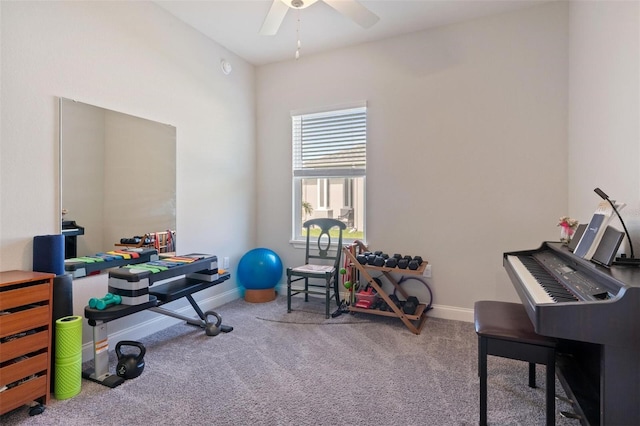 416 Riders Loop, Auburndale, FL 33823 - exercise area featuring a ceiling fan and carpet floors
