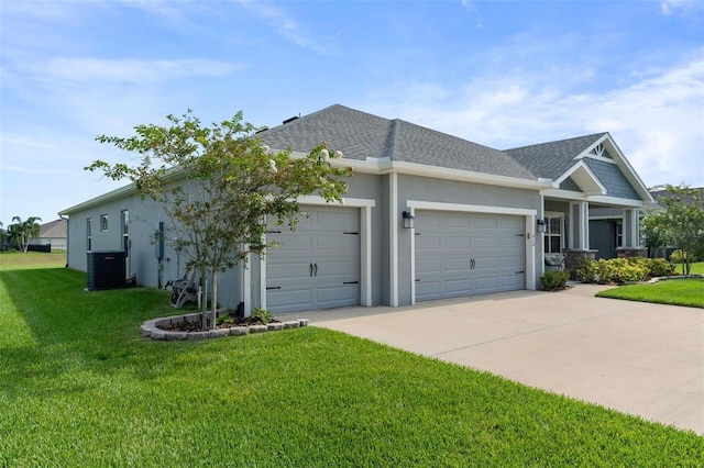 416 Riders Loop, Auburndale, FL 33823 - view of front of property with a garage, concrete driveway, a front lawn, and roof with shingles