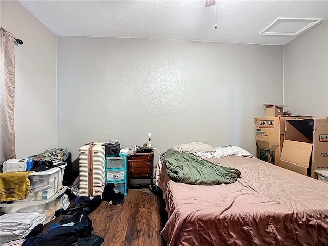 1505 E Elm Rd, Lakeland, FL 33801 - bedroom with wood finished floors, attic access, and a ceiling fan