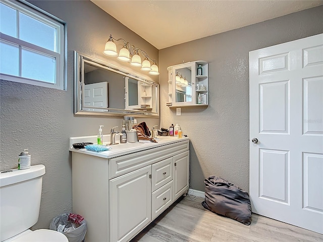 1505 E Elm Rd, Lakeland, FL 33801 - bathroom featuring wood finished floors, vanity, and a textured wall
