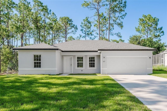 627 W Glenhaven Dr, Citrus Springs, FL 34434 - single story home featuring an attached garage, stucco siding, driveway, and a front lawn