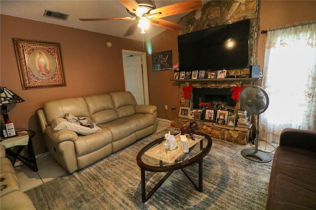 317 Cortez Ct, Kissimmee, FL 34758 - tiled living room with a ceiling fan