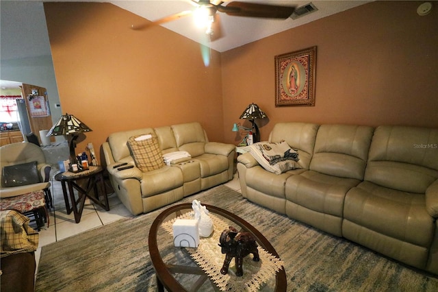 317 Cortez Ct, Kissimmee, FL 34758 - living room with a ceiling fan and tile patterned flooring
