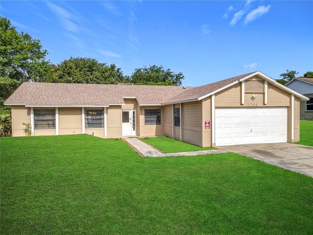 745 Mentmore Cir, Deltona, FL 32738 - single story home featuring driveway, a front lawn, an attached garage, and roof with shingles