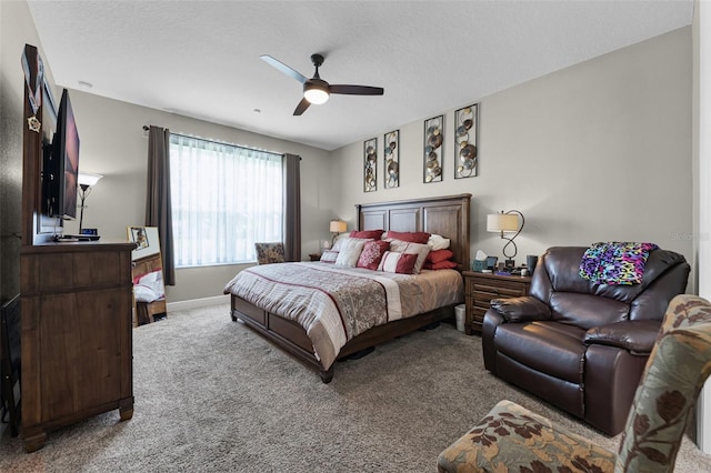 4920 Blanche Ct, Saint Cloud, FL 34772 - bedroom with carpet, a ceiling fan, and a textured ceiling