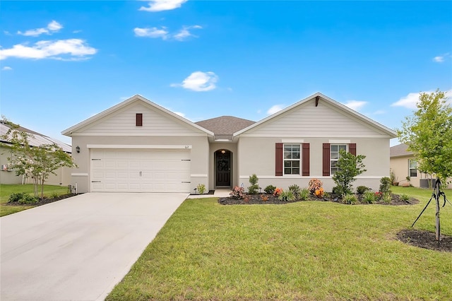 612 Auburn Grove Ter, Auburndale, FL 33823 - single story home with driveway, an attached garage, a front lawn, and stucco siding
